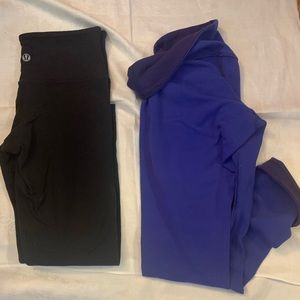 Two pairs Lululemon 🔥 sz 2 black&purple and blue